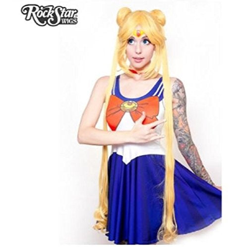Girl Sailor Cosplay Costume Wig – Japanese Anime Style, Long Wavy Yellow/Gold