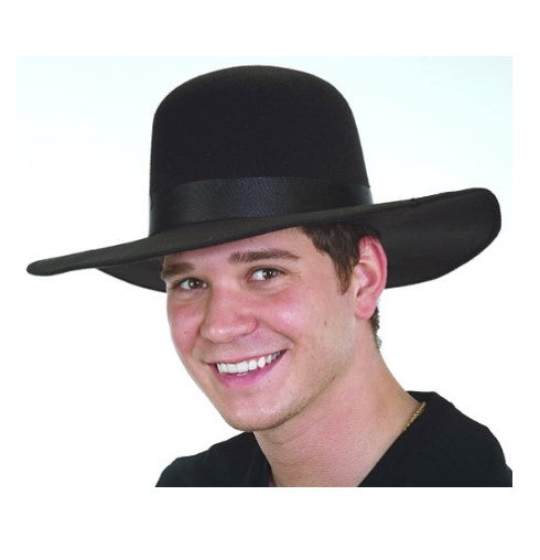 Padre Hat - Western - Amish - Dome - Black - Deluxe Costume