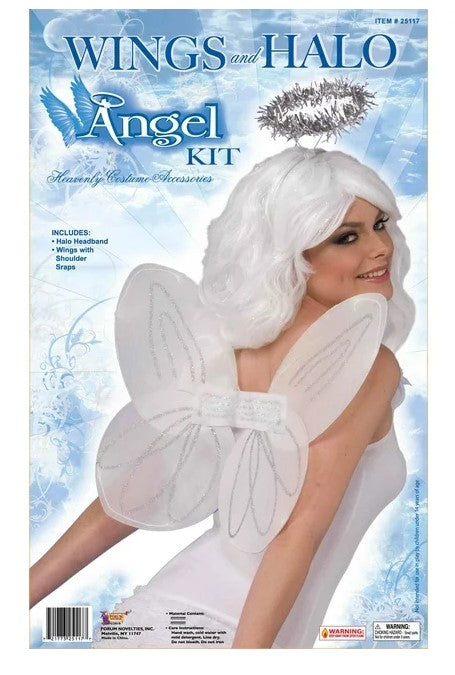 Angel Set - 2 Pieces - White/Silver - Costume Accessory - Adult Teen