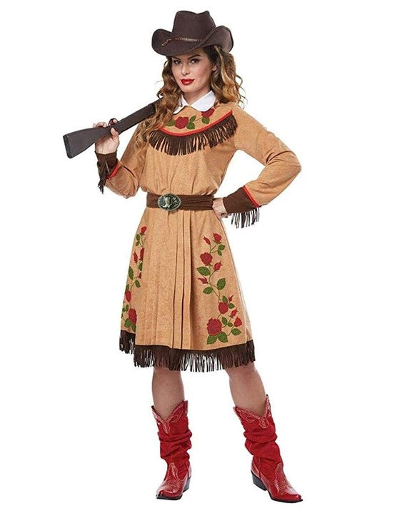 Annie Oakley - Cowgirl - Tan - Roses - Costume - Women - Small 6-8