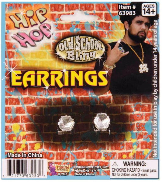 Big Diamond Stud Earrings - Pimp - COstume Accessories - Adult Teen