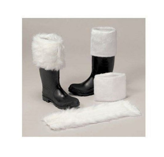 Santa Boot Covers - Mrs Claus - White - Short Hair - Costume Accessory
