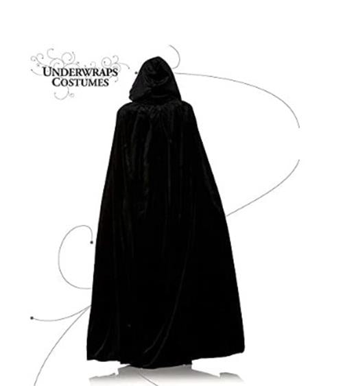 Hooded Cape - Black - 58" - Renaissance - Medieval - Costume - Unisex