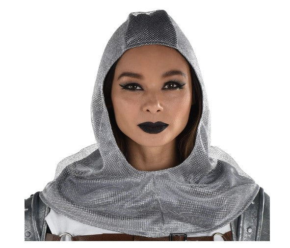 Knight Chainmail Headpiece - Silver - Costume - Unisex - One Size