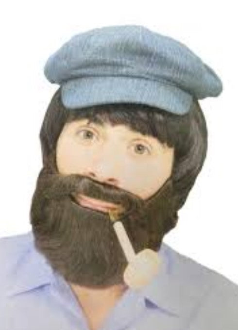 Faux Beard Moustache Economy - Brown | Gray - Short - Straight - Costume Accessory