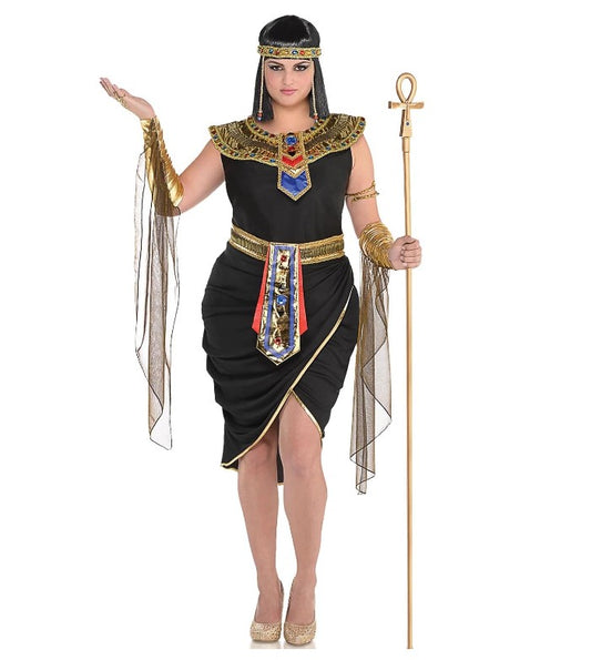 Cleopatra - Egyptian Goddess - Black/Gold - Deluxe Costume - Women - 2XL