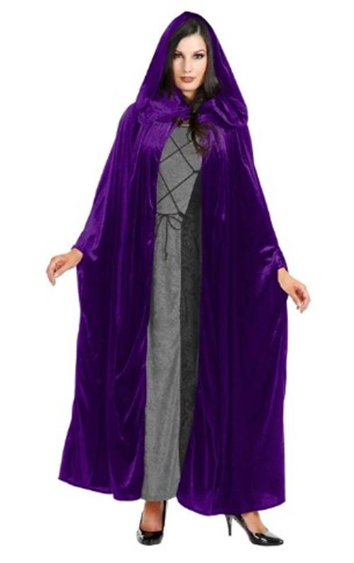 Hooded Cloak Crushed Panne - Purple - Vampire Hocus Pocus - Costume - Adult