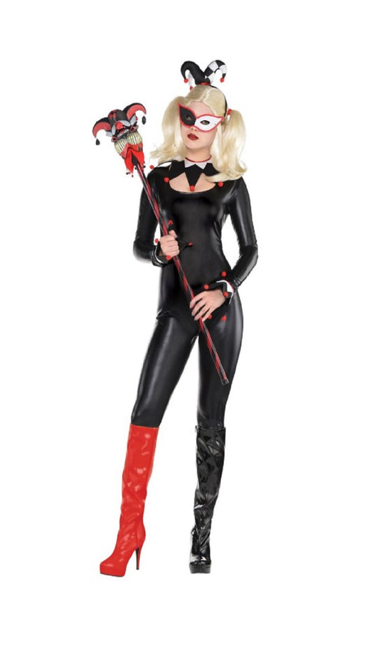 Krazed Jester Cane - 40" - Red/Black - Costume Accessory