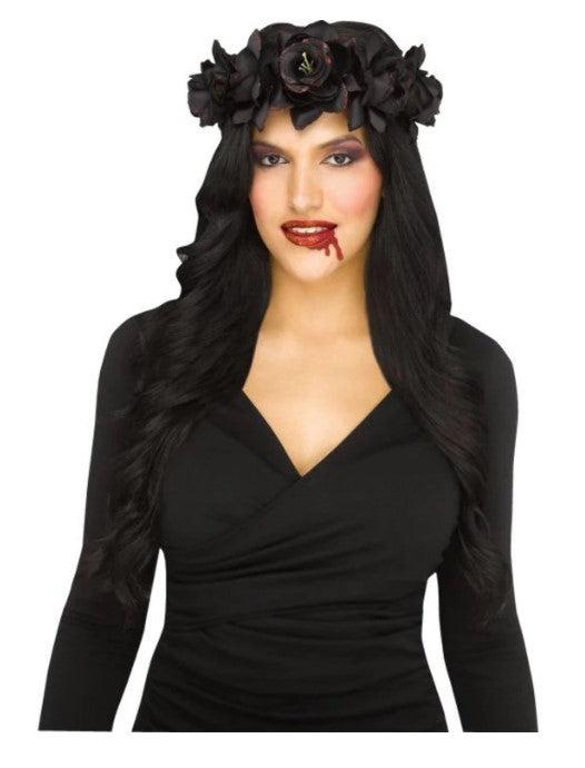 Vampire Floral Tiara Head Wreath - Black/Red - Costume Accessory - One Size