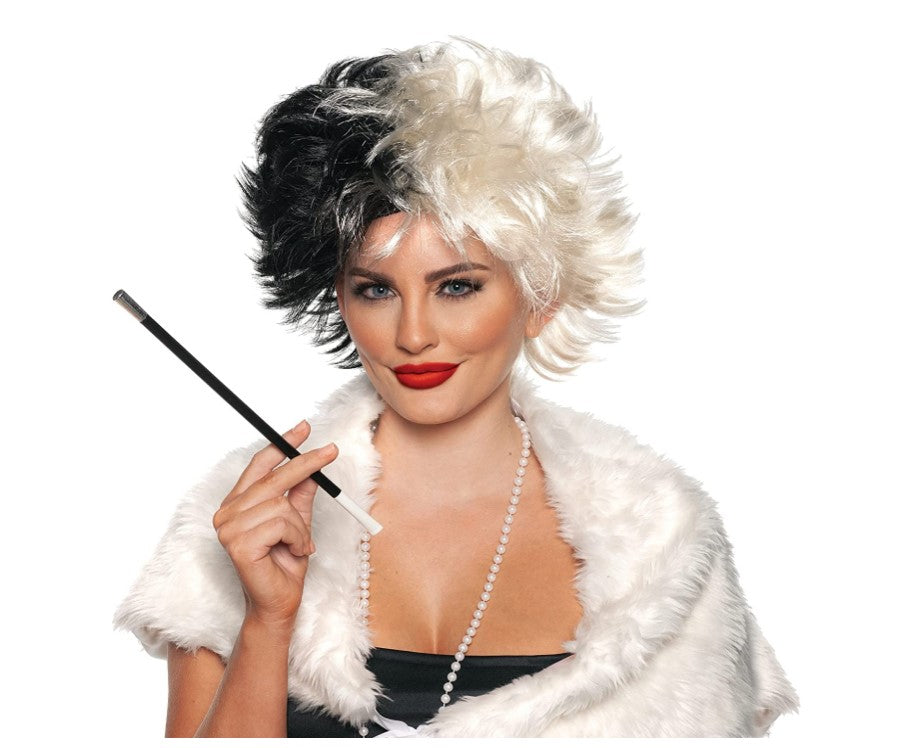 Cruella Diva Wig Black White Costume Accessory Teen Adult