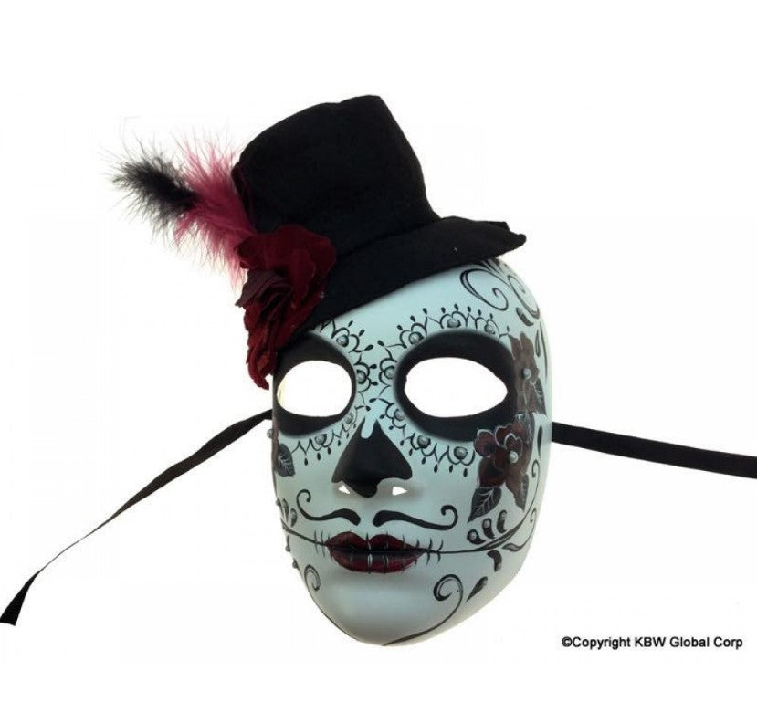 Day of the Dead Half Mask - Male - Costume Accessory - Adult Teen