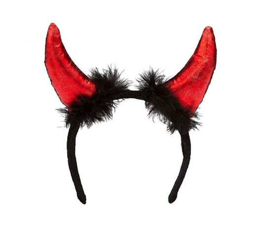 Devil Horns - Red - Black Boa Trim - Costume Accessory - Adult