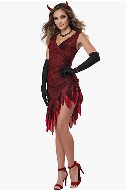 Teufel - glühend heiß und brutzelnd - Hörner und Mistgabel - Kostüm - Erwachsene - 5 Größen