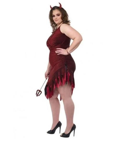 Devil - Red-Hot & Sizzling - Horns & Pitchfork - Costume - Adult Plus - 2 Sizes