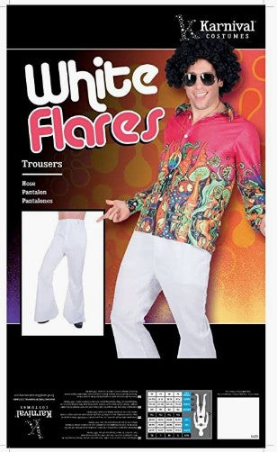 White Disco Pants - Flared Bottoms - 1970's - Costume - Men - 3 Sizes