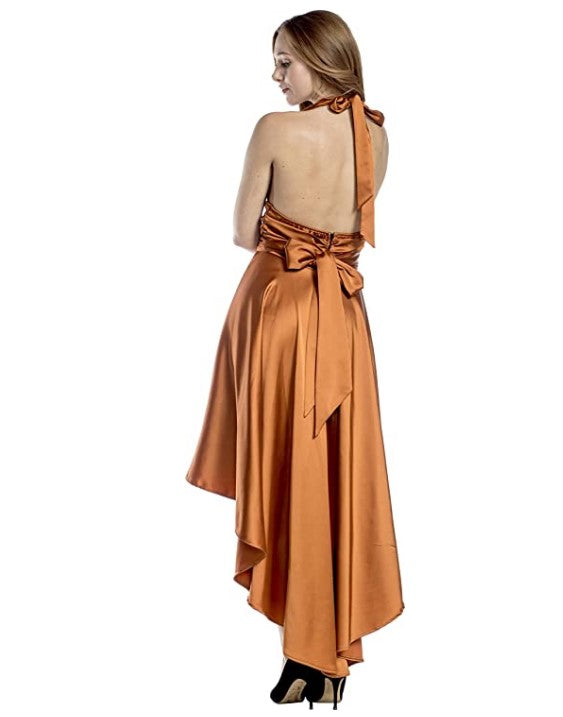 Vintage Disco Dress - 1970's - Burnt Orange - Costume - Adult - Medium 8-10