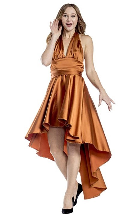 Vintage Disco Dress - 1970's - Burnt Orange - Costume - Adult - Medium 8-10