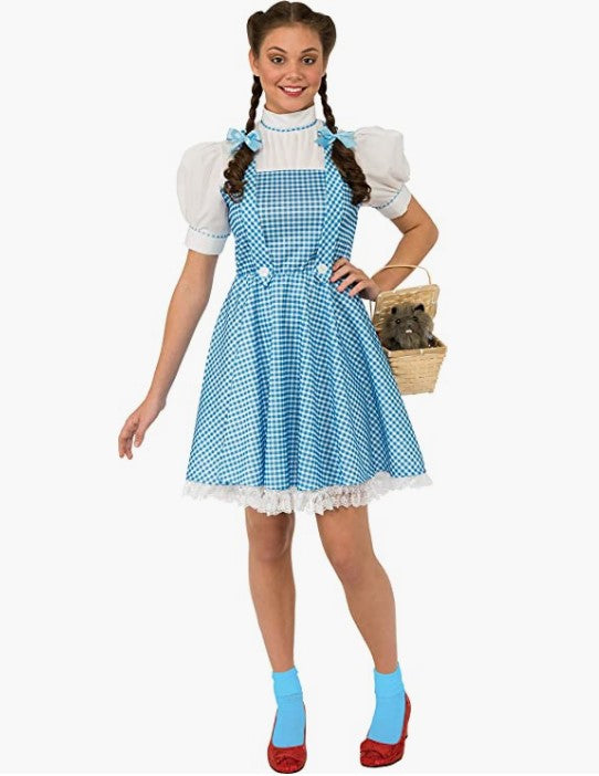 Rubie's Costume Wizard Of Oz Adult Dorothy Dress and Hair Bows, Blue/White, Large Rubie's Costume Wizard Of Oz Adult Dorothy Dress and Hair Bows, Blue/White, Large