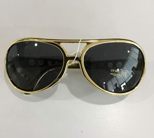 Plastic Aviator Sunglasses - Elvis - Gold - Rock Star - Costume Accessory