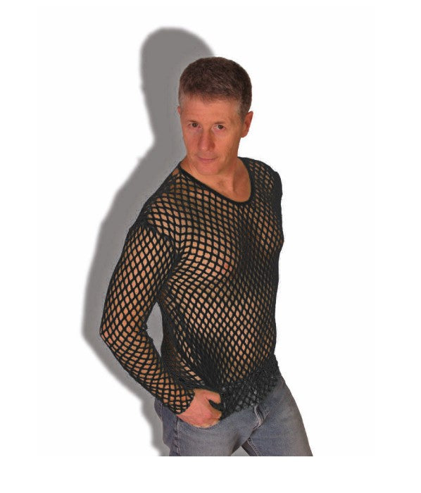 Plus Size 80s Fishnet Top Fishnet Shirt 80's 90's Goth Costume Men Medium Plus Size 80s Fishnet Top Fishnet Shirt 80's 90's Goth Costume Men Medium