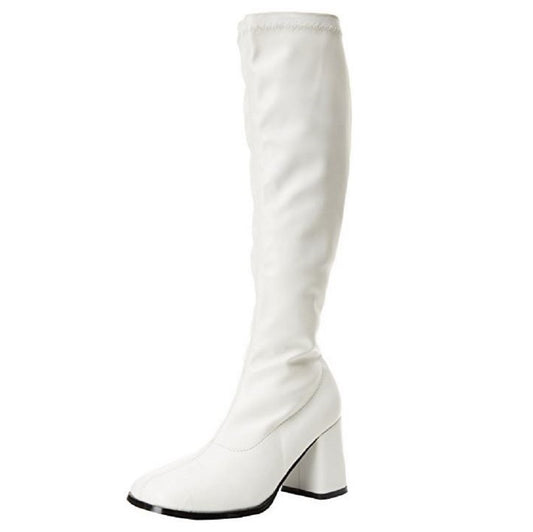 GoGo Boot White - 1970s Disco - Mrs Claus - Elves - Costume Accessory - 7 Sizes