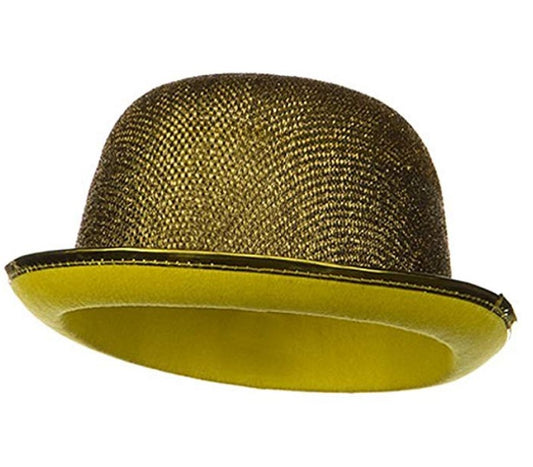 Derby Bowler Hat - Gold Sparkle Glitter - Costume Accessory - Adult