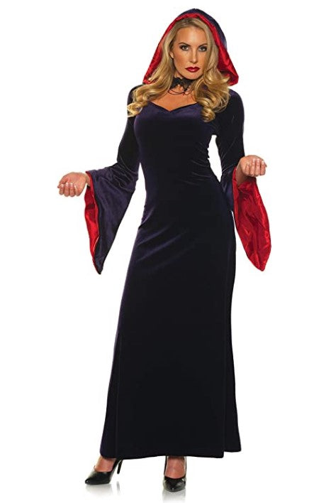 strapless open back dress Gothica Hooded Sorceress Costume ~ Small