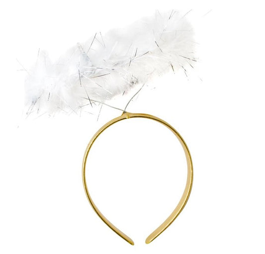 Angel Marabou Halo - White - Silver Tinsel - Costume Accessory - Teen Adult
