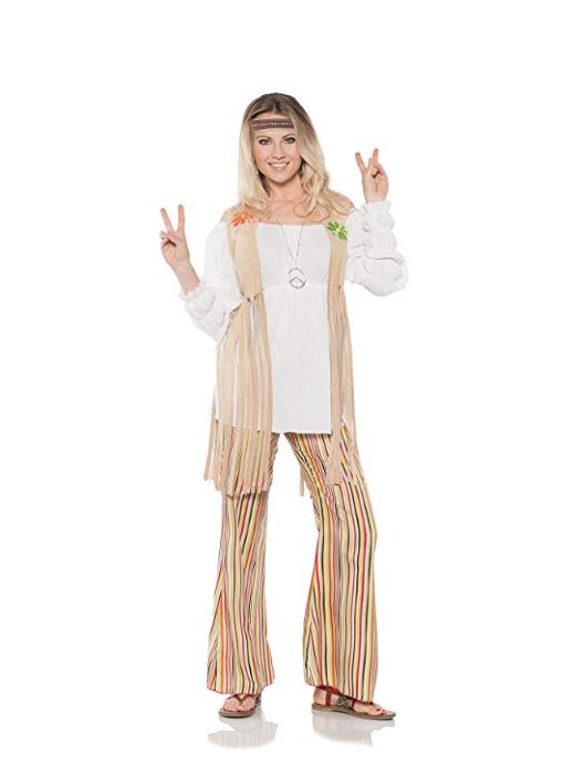 The Groovy 60's Peace Adult Women Hippie Bell Bottoms Costume Pants Denim  Look