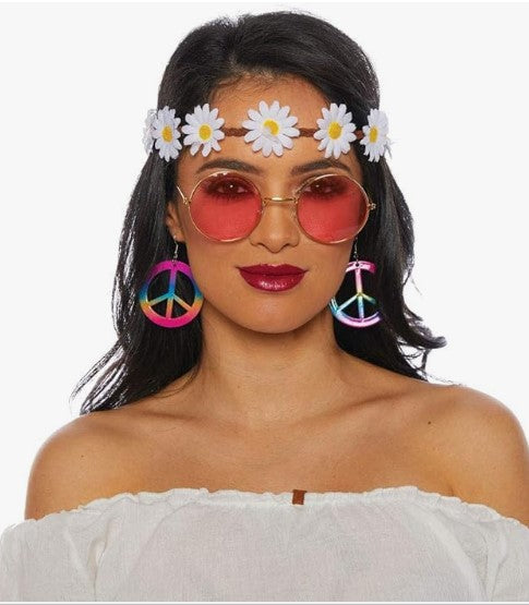Daisy Hippie Kit - 60's 70's - 3 Pieces - Costume Accessory - Women Teen