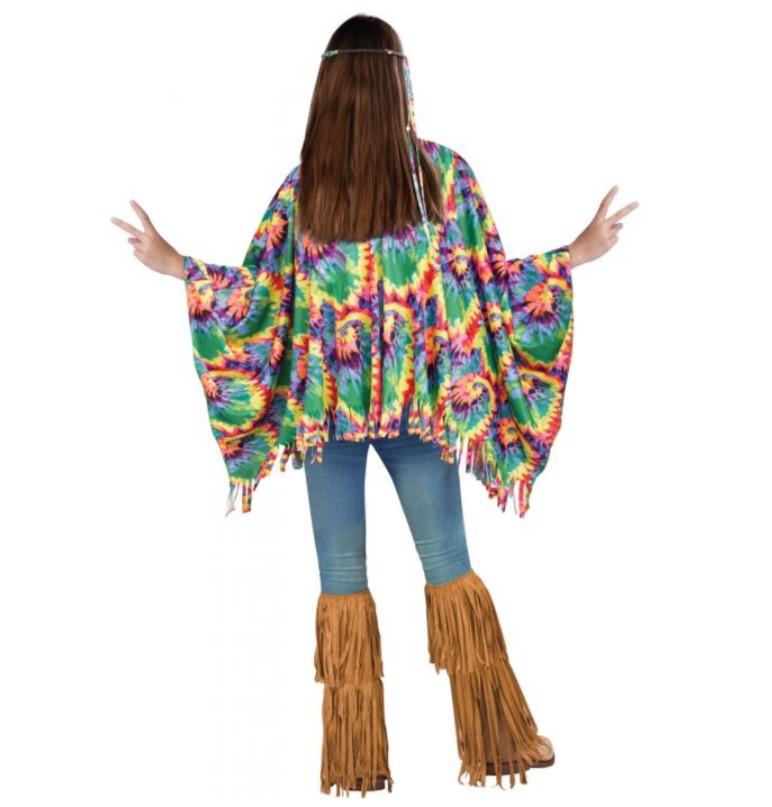 Poncho Hippie - Rainbow Tie Dye - Accesorio para disfraz - Talla única para niño