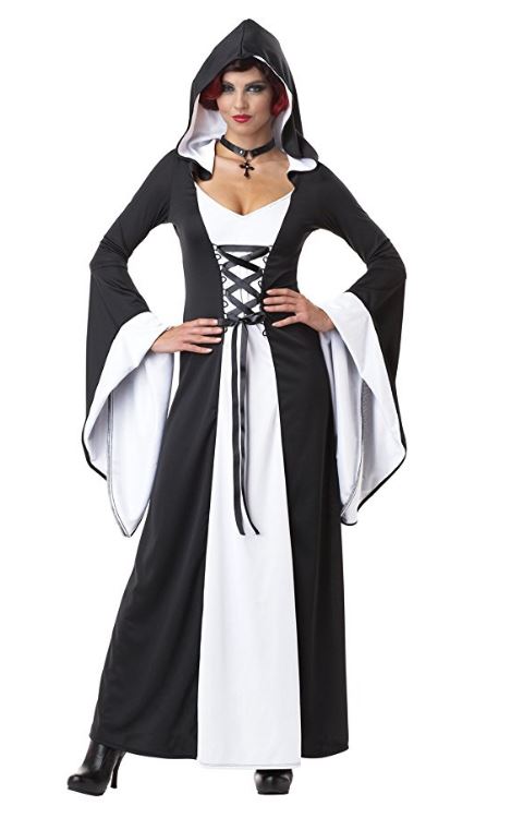 Deluxe Hooded Robe - Black/White - Costume - Women - 2 Sizes