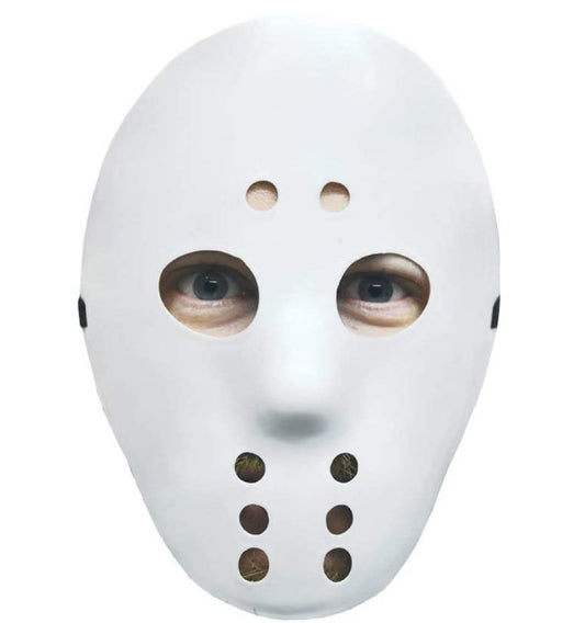 Hockey Mask - White Plastic - Jason - Costume Accessory - Teen Adult