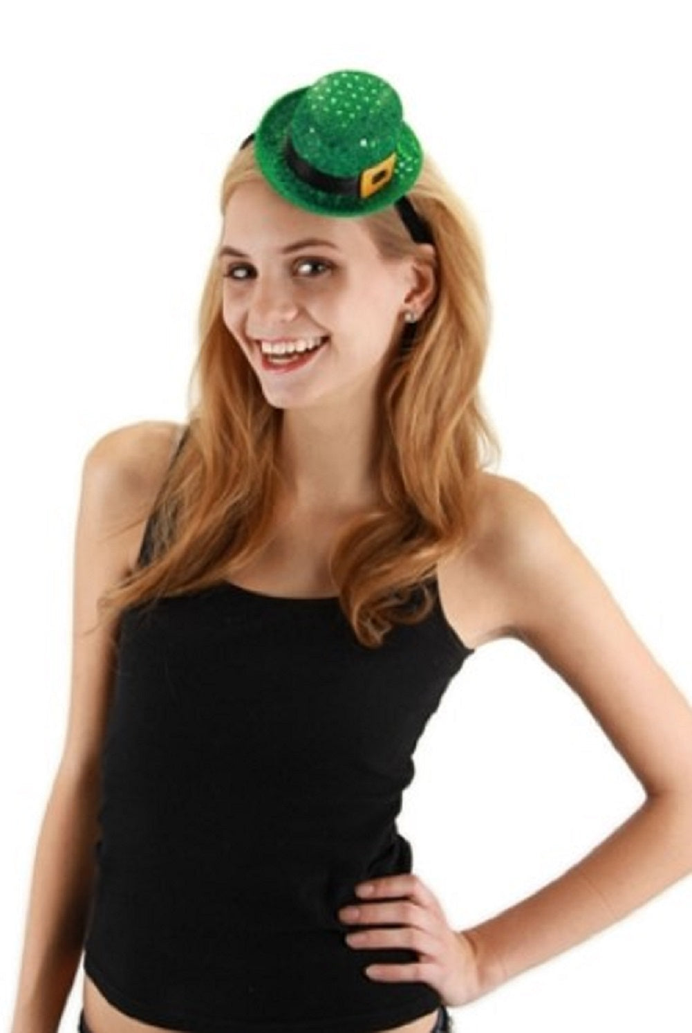 Mini Leprechaun Hat Headband - Green Sequin - Elf - Costume Accessory