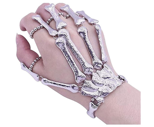 Skeleton Bone Hand Bracelet - Silver - Pirate - Voodoo - Costume Accessory