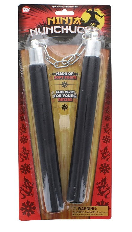 Ninja Nunchucks - Negro/Plata - Espuma - Cadena - Accesorio de disfraz - Accesorio de arma