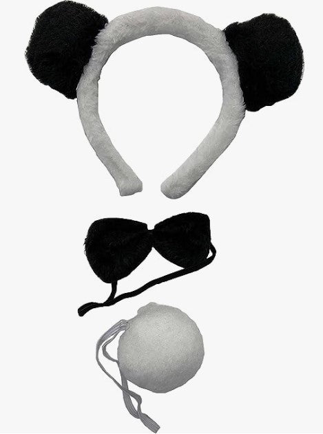 Panda Ear & Tail Set - White/Black - Costume Accessory - One Size
