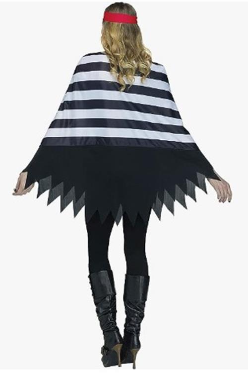 Poncho Pirata - Negro/Blanco - Accesorio de Disfraz - Adulto Talla Única