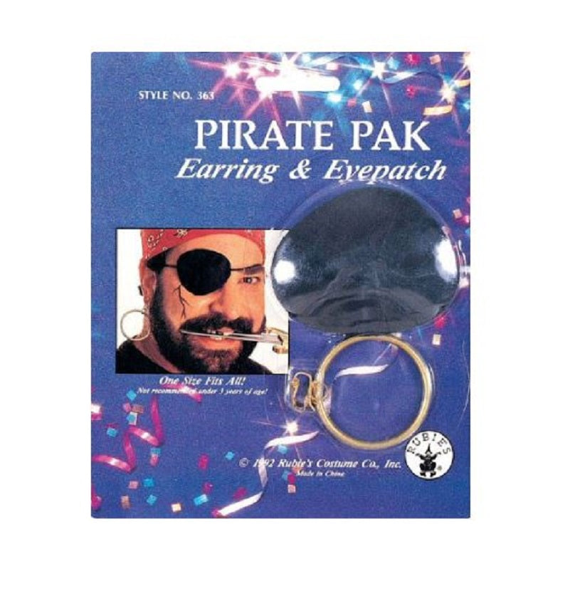 Pirate Eye Patch & Earring Set - Costume Accessories - One Size