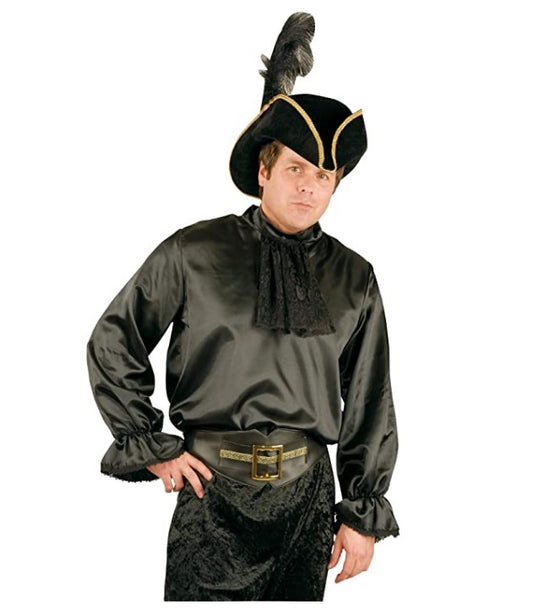 Pirate Shirt - Black - Satin - Renaissance - Costume - Adult - 2 Sizes