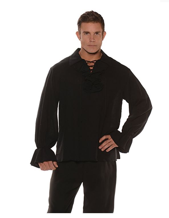 Camisa Pirata de Gasa - Negra - Renacimiento - Princesa Prometida - Disfraz - Adulto