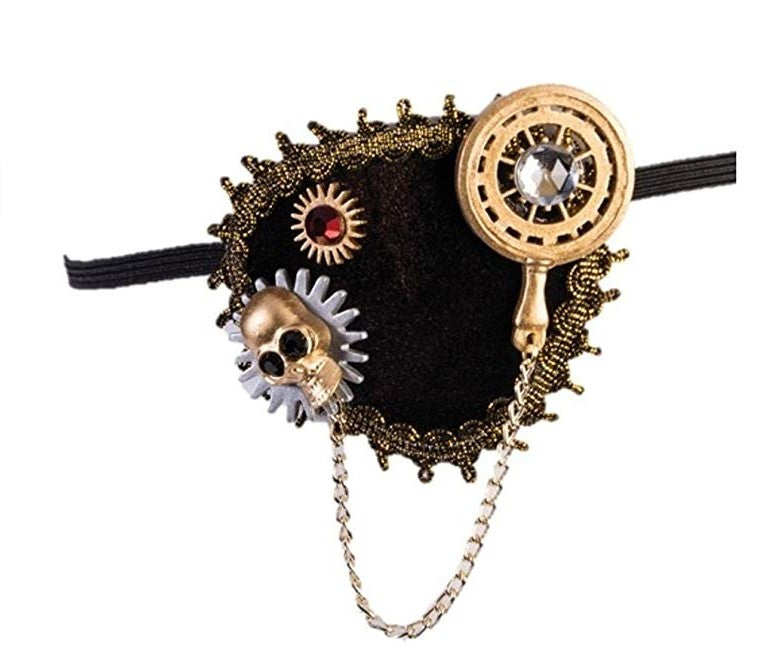 Steampunk/Pirate Eyepatch - Black/Gold - Costume Accessory - One Size