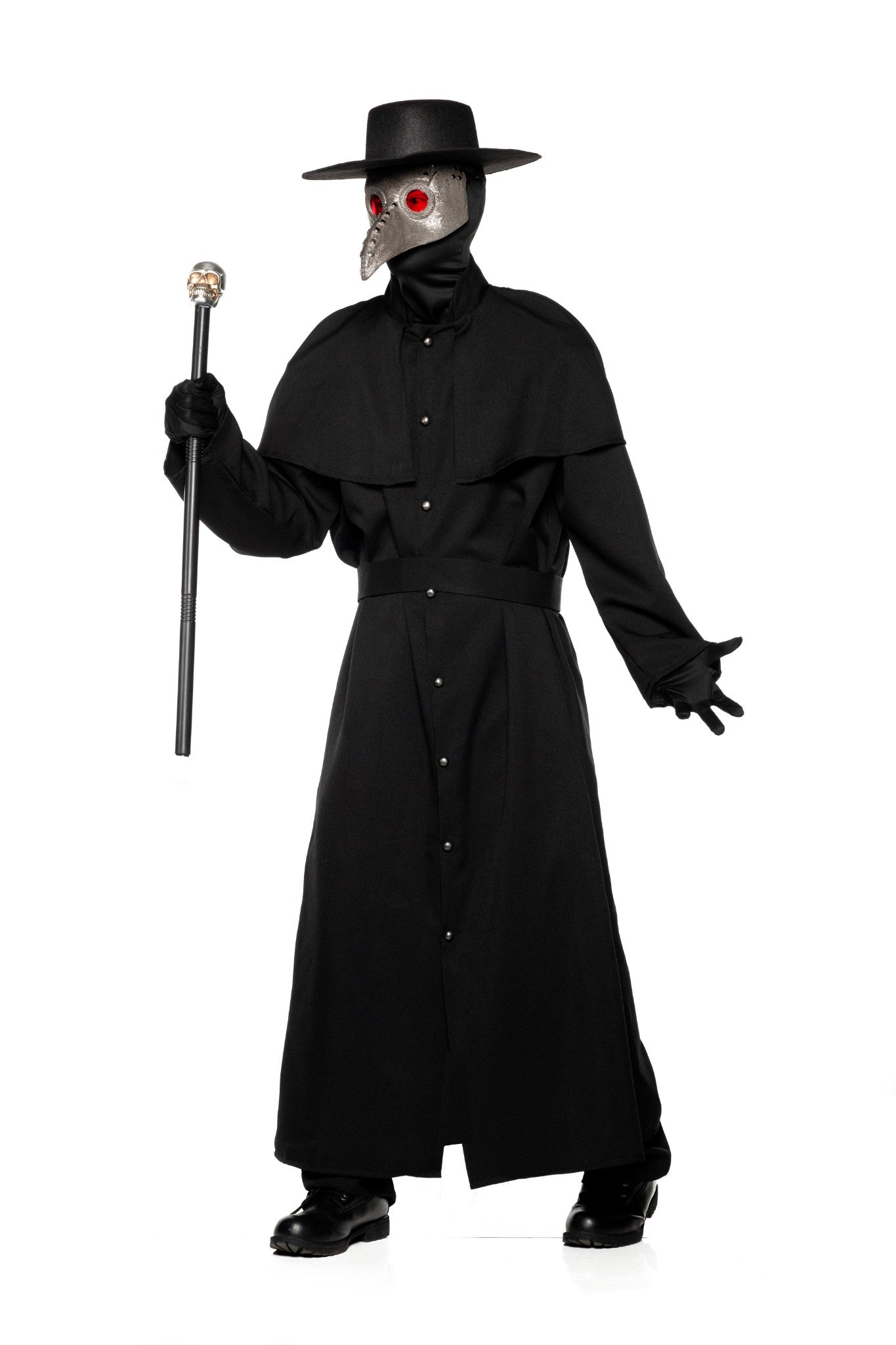 Plague Doctor - 4 Piece - Black - Deluxe Costume - Men - 2 Sizes