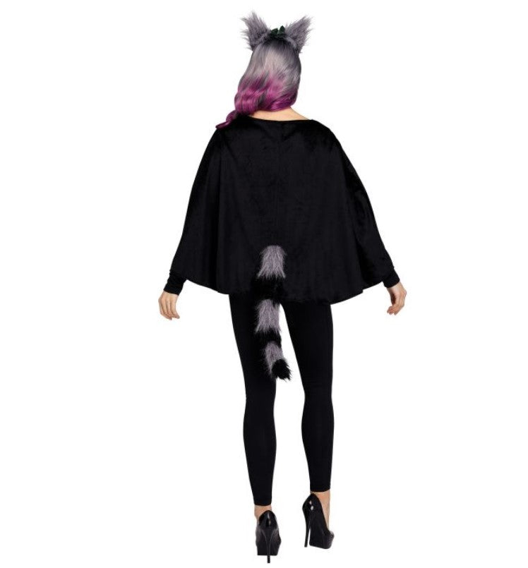 Raccoon Poncho - Black - Animals Lightweight - Costume Adult Standard