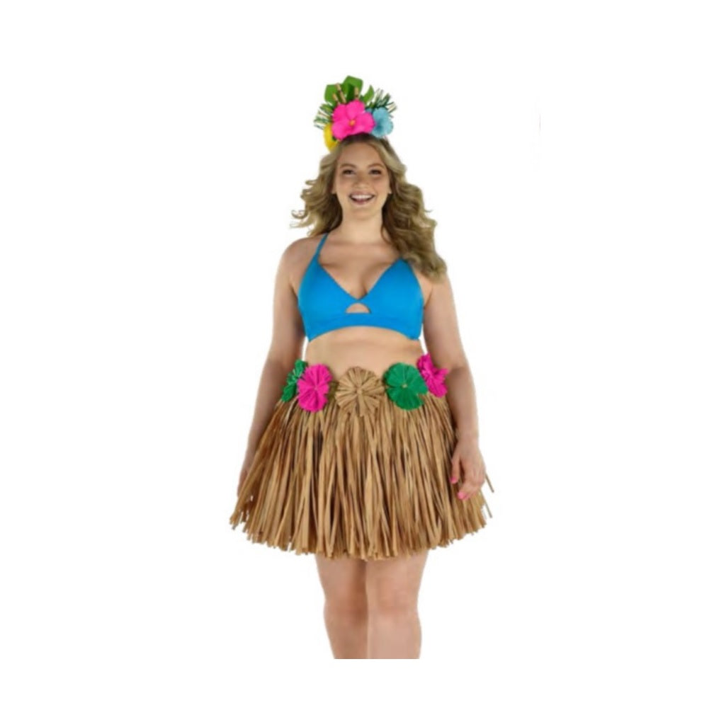 Mini Raffia Tutu Skirt Natural Luau Costume Accessory