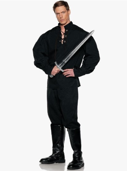 Renaissance Medieval Pirate Shirt - Black - Costume - Adult - 2 Sizes