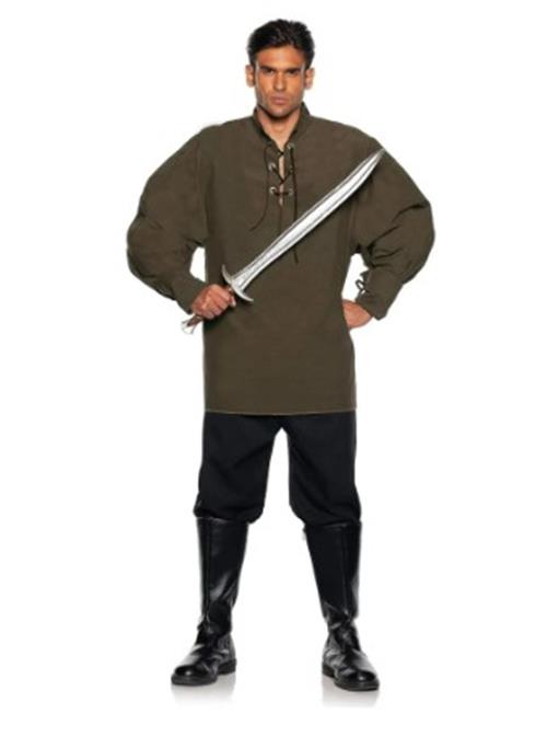 Renaissance Medieval Pirate Shirt - Olive Green - Costume - Adult - 2 Sizes