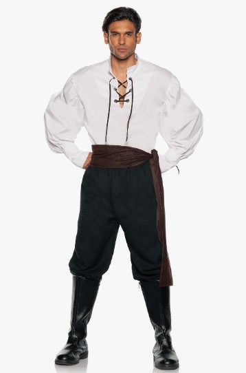 Renaissance Medieval Pirate Shirt - White - Costume - Men - 2 Sizes