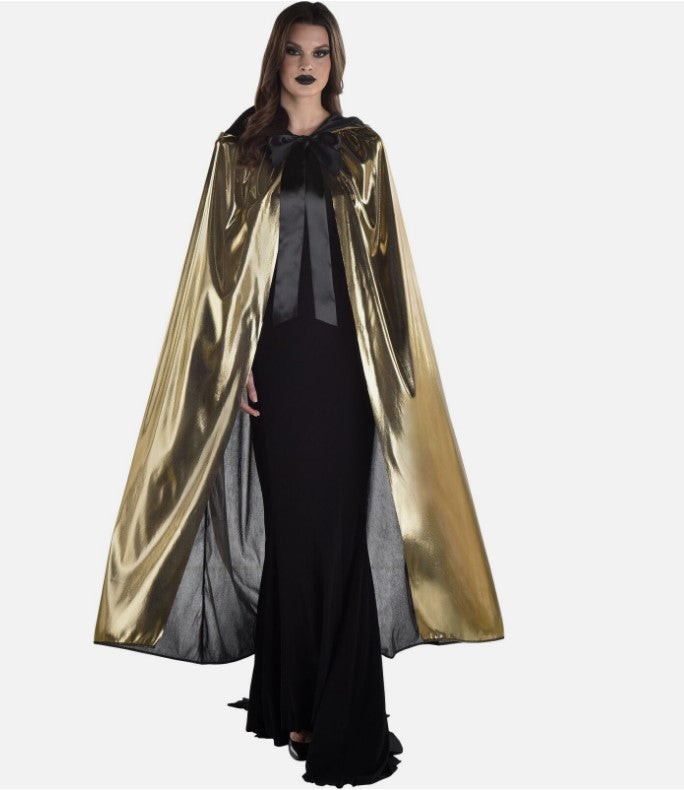 Metallic Hooded Cape - Gold - Egyptian - Royal - Robe - Costume - Adult One Size