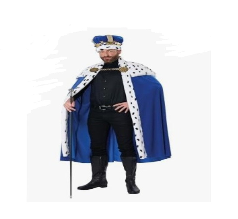 Royal Cape and Crown Set - Blue - Queen - King - Costume - Unisex Adult